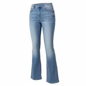 BAMBOO Blue Flare Jeans with White Accents